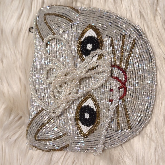 Beaded cat face small crossbody purse bag - Picture 7 of 7